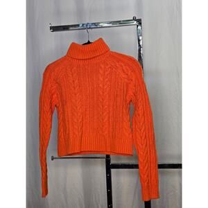 Callahan Womens Cozy Crop Knit Turtleneck Sweater Maximalist Preppy Current | XS